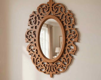 Barock oval spegelram SVG – Vintage laserskurna filer | CNC-möbler