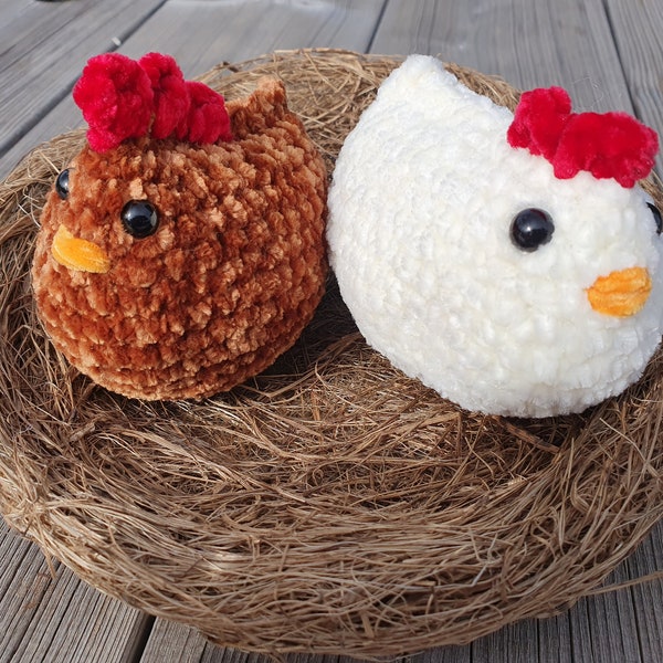 Poules en peluche fait main au crochet