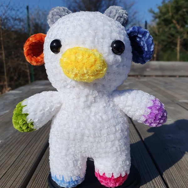 Vache en peluche arc-en-ciel fait main au crochet