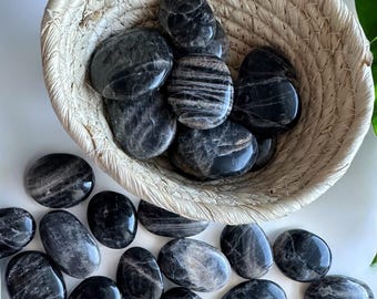 Black Moonstone Crystal Flats – Intuitively Chosen  – New Beginnings, Lunar Energy – Gifts for Her, Gifts for Him- Small Palmstones