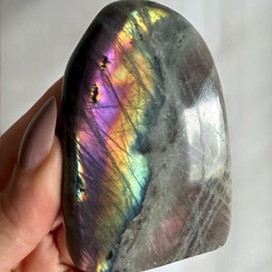 Labradorite Freeform with Purple Sunset Rainbow Flash – High Quality Polished | Gifts for Her Him | Third Eye Chakra Crystal