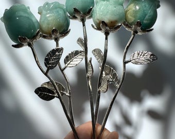 Caribbean Calcite Crystal Rose – Forever Crystal Flower, Blue Calcite Rose, Crystal Rose Gift, Spiritual Decor, Crystal Decor, Gifts for Her