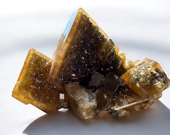 Golden Barite Crystal Cluster – Rare Crystal  Gemmy Nandan Tabular Barite with Marcasite | Museum Grade | Collector Specimen Gift