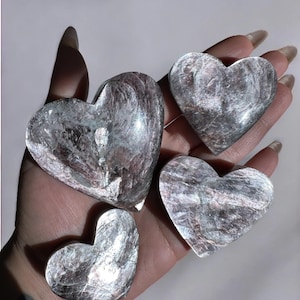 Gem Mica Purple Lepidolite Heart – You Choose  Purple Crystal Palm Stone, Flashy Mica Crystal Heart