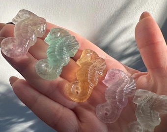 Fluorite Seahorse Carving – You Choose Sea Animal Crystal • Marine Animal Crystal Figurine • Fluorite Animal Carving • Gifts for Her •