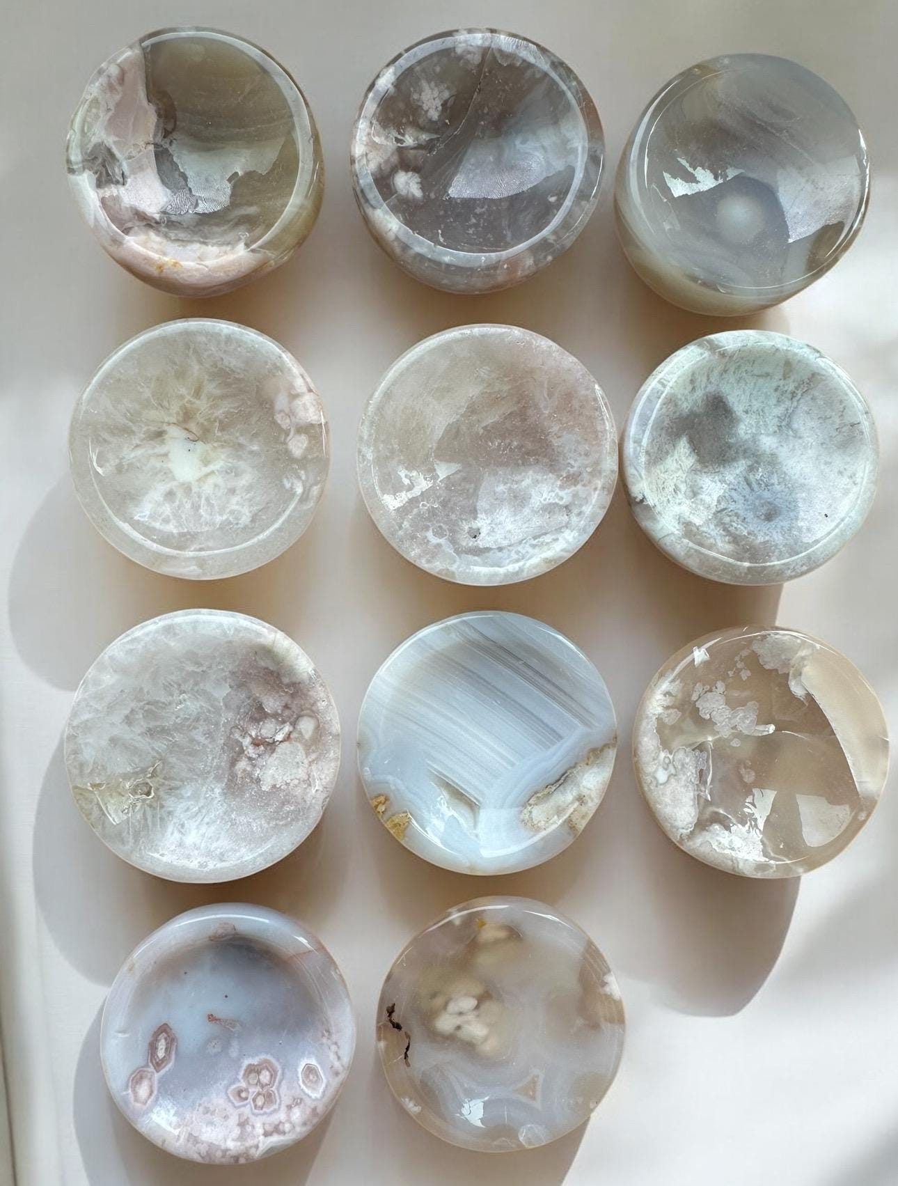 Flower Agate Crystal Bowl – Jewelry Bowl, Offering Bowl, Sphere Holder, Sphere Stand, Mini Trinket Dish – Gifts for Her Him – Crystal Decor