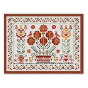 Floral Cross Stitch Pattern: Flowers in Vases Sampler (PDF Pattern)