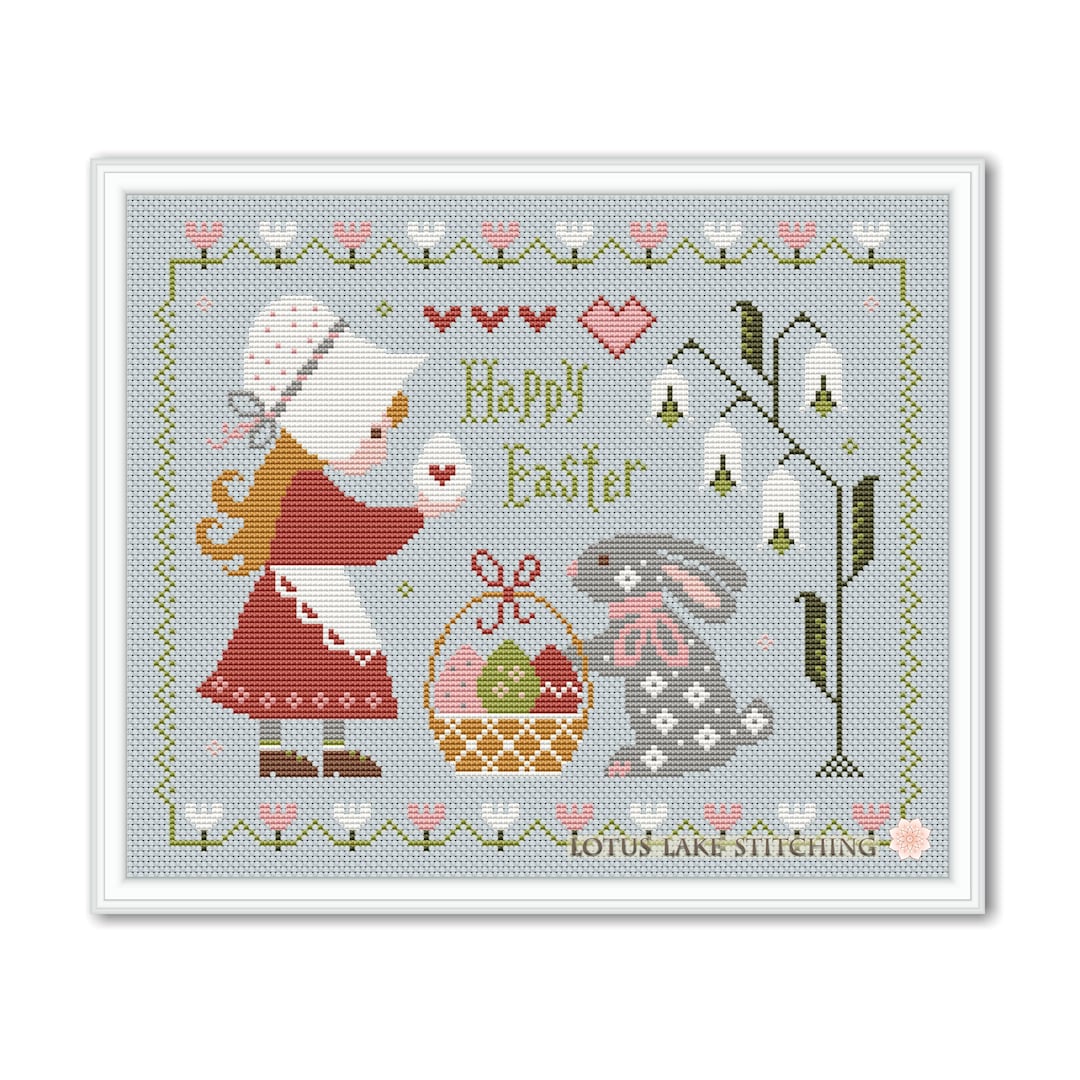 Happy Easter Cross Stitch Pattern: Spring Sampler (PDF Pattern) - Etsy