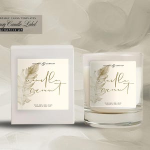 Editable Feather Candle Stickers | Canva Template Labels for Candle ...