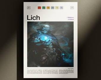 DnD Lich Poster D&D Lich Print Critical role Baldurs Gate 3 Vox Machina Dungeons and Dragons Print The Adventure Zone Digital Dowload