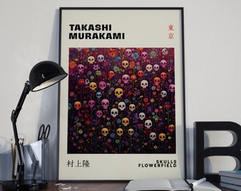 Takashi Murakami Skulls Flower Print, Murakami Flower Poster, Flower Art Print, Takeshi Murakami Art, Mother's Day Gift, Digital Download