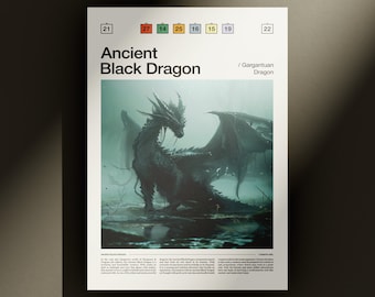 DnD Dragon Poster D&D Dragon Print Critical role Baldurs Gate 3 Vox Machina Dungeons and Dragons Print The Adventure Zone Digital Dowload