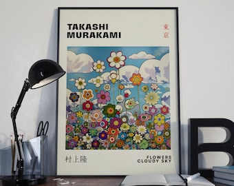 Takashi Murakami Flower Print, Murakami Flower Poster, Flower Art Print, Takashi Murakami Art, Mother's Day Gift, Japandi, Digital Download