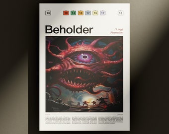 DnD Beholder Poster D&D Beholder Print Critical role Baldurs Gate Vox Machina Dungeons and Dragons Print The Adventure Zone Digital Dowload