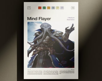 DnD Illithid Poster D&D Mind Flayer Print Critical role Baldurs Gate 3 Dungeons and Dragons Print The Adventure Zone Digital Dowload