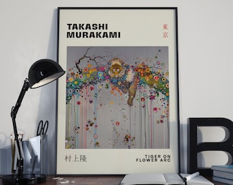 Takashi Murakami Flower arc Print, Murakami Tiger Flower Poster, Tiger Flower Print, Murakami Art, Mother's Day Gift, Digital Download