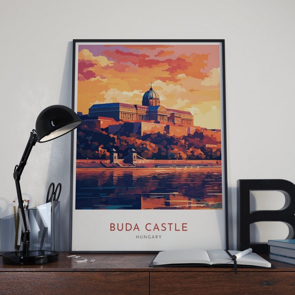 Buda castle travel Print Wall Art, Hungary, Vector poster, Graphic Design Poster, the adventure zone, Instant Download