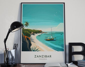 Zanzibar travel Print Wall Art, Tanzania, Digital travel poster, Vector poster, Graphic Design Poster, the adventure zone, Instant Download