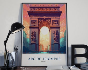 Arc De Triomphe travel Print Wall Art, France, Vector poster, Graphic Design Poster, the adventure zone, Instant Download