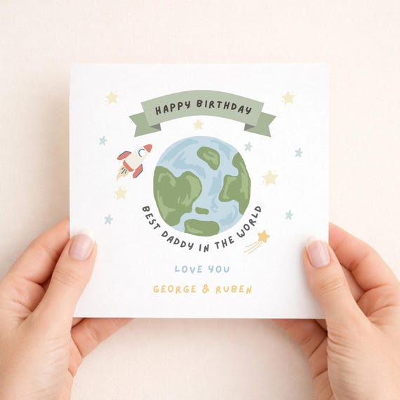 Daddy Card, Personalised Birthday Card, Daddy Birthday, Card For Daddy, From The Children, Best Daddy In The World Card