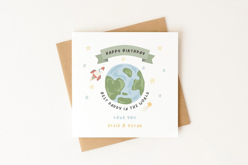 Daddy Card, Personalised Birthday Card, Daddy Birthday, Card For Daddy, From The Children, Best Daddy In The World Card image 2
