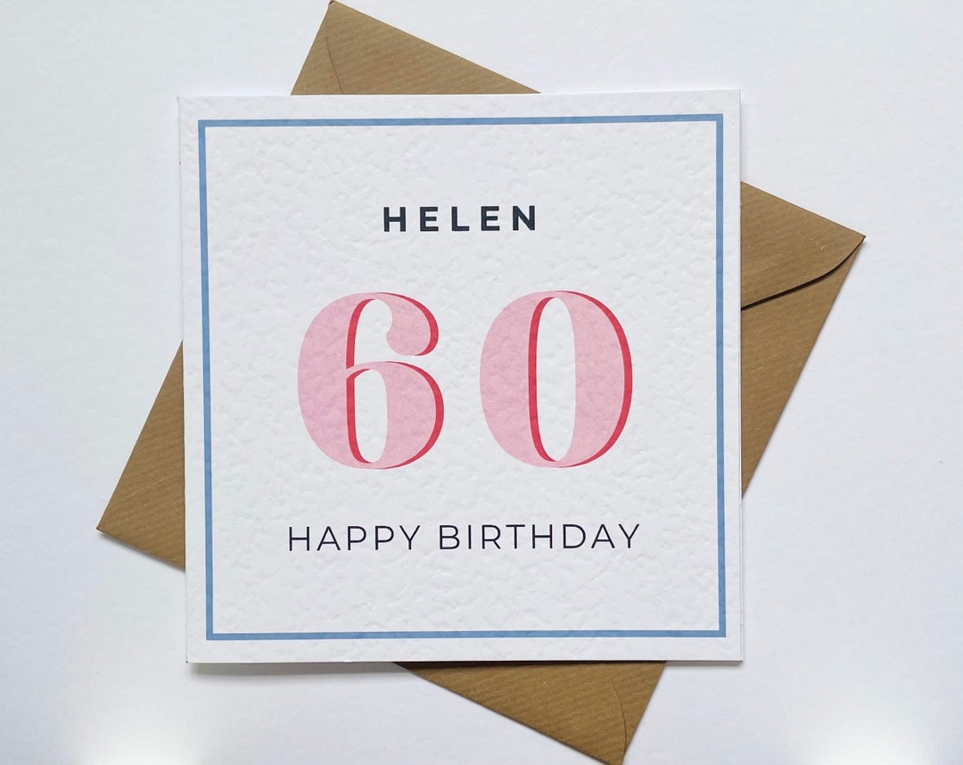 Personalised 60th Birthday Card, Age Birthday Card, Card for Her ...