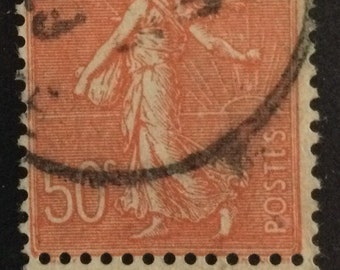 1920er Jahre seltene französische 50 orange Briefmarke, Einzelstück, ultra rares Einzelstück. Definitiv eine Briefmarke, die jeder Sammlung würdig ist.