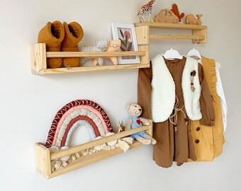 Montessori Baby&Kids Zimmer Regal | Kinderzimmer Garderobe | Holz schwebendes Regal | Babyzimmer Dekoration | Wanddeko Möbel