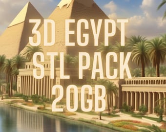 Pack 3D Egypte, Mega Pack 20 Go, fichier D Pyramides Stl, Reine 3D, Digital Dowland, Pharaons 3D, Impression 3D