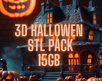 3D Hallowen Stl Pack,3D Pumpkin Stl File,3D Zombie Stl File,3D Witch Stl File,3D Printed,Digital Dowland,15 Gb