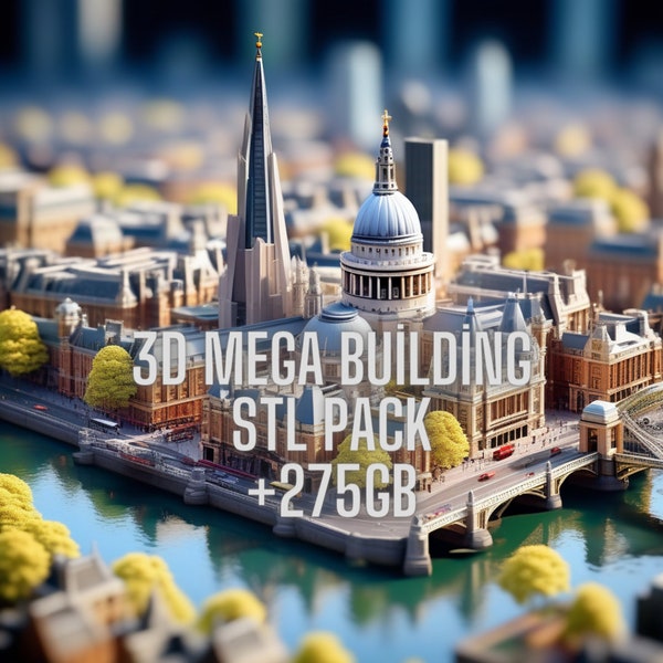 3D Building and Terrain Mega Stl Pack,Digital Download,3D Printed,Buildings, trees, factories, living spaces and warriors.+275Gb Stl Pack