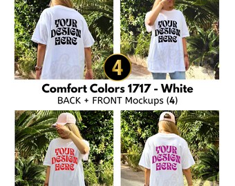 White comfort colors 1717 mockup bundle, White Tee back Mockup, oversized White Tshirt mockup, outdoors lifestyle mockup, streetwear mockup