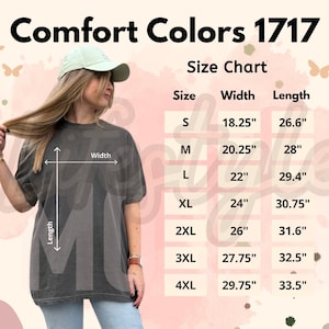 Comfort Colors 1717 size chart Comfort Colors 1717 size chart mockup C1717 size chart measure  unisext tshirt sizing chart | oversize look