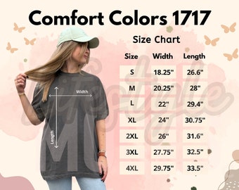 Comfort Colors 1717 size chart Comfort Colors 1717 size chart mockup C1717 size chart measure  unisext tshirt sizing chart | oversize look