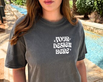 Pepper Comfort Colors 1717 Mockup: Oversized T-Shirt, Real Model (Digital Download)