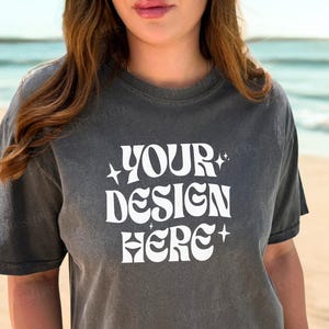 Comfort Colors 1717 Mockup, Trendy Oversized Tshirt Mockup, Streetwear Lifestyle Mockup, Outdoors Aesthetic Mockup, Real Model Beach Mockup