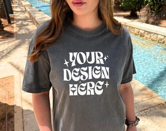 Comfort Colors 1717 Mockup, Trendy Oversized Tshirt Mockup, Streetwear Lifestyle Mockup, Outdoors Aesthetic Mockup, Real Model Mockup