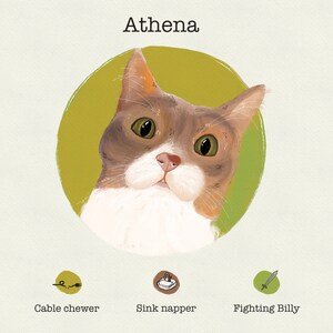 Retrato de gato personalizado, regalo para amantes de las mascotas, retrato de gato personalizado, retrato de gato digital, retrato de mascota a partir de una foto, ilustración de gato personalizada