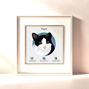 Retrato digital de gato, retrato de mascota imprimible, retrato de gato imprimible, arte de gato personalizado, retrato de mascota, regalo para amantes de los gatos, retrato personalizado