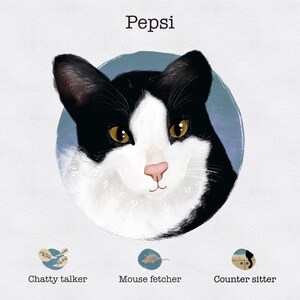 Retrato digital de gato, retrato de gato, retrato de gato único, ilustración de gato personalizada, retrato de mascota, regalo para amantes de las mascotas, retrato de gato personalizado