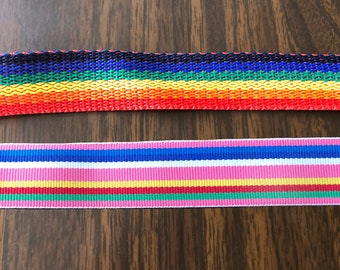 Vintage Old Woven stripe ribbon trim rainbow design for Junk Journals, Scrapbooking, Alter Books, and Bag Straps.