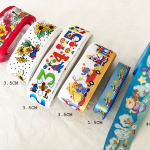 Cintas de bebé para mantas, sábanas, ropa, bolsos, almohadas, envoltura de regalos, satén, temas divertidos y coloridos.
