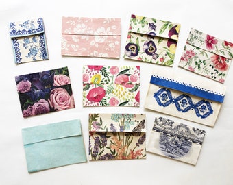 Handmade Envelopes with decoupaged napkins for Junk journal, Scrapbooking, Stationary, Gifts,   etc in different sizes & colors scemes.