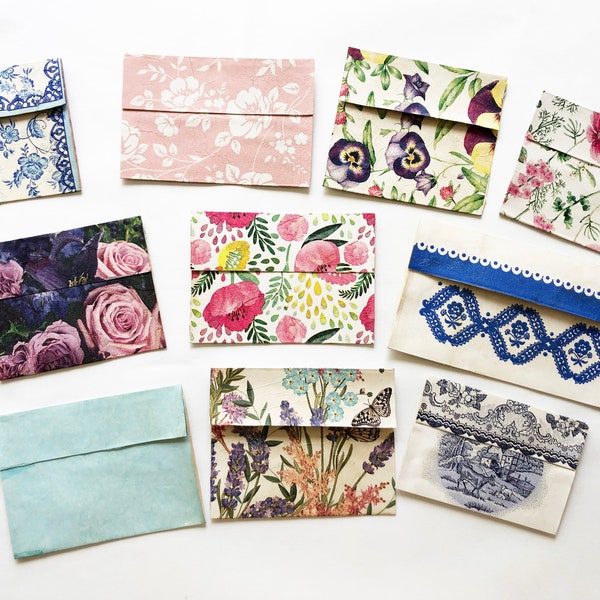 Handmade Envelopes with decoupaged napkins for Junk journal, Scrapbooking, Stationary, Gifts,   etc in different sizes & colors scemes.