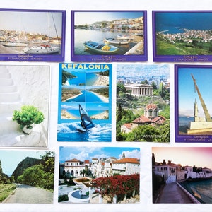 Cartoline greche vintage 10 inutilizzate per diario spazzatura, album di ritagli, diario artistico, collage, effimeri, postcrossing, artigianato, progetti fai da te, pieghe