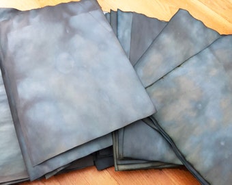 25 A4 Blue Grunge Hand-Dyed Paper Sheets, Junk Journal Supplies