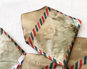 10 Hand coffee-dyed grungy-style striped envelopes, junk journals, scrapbooks, collages, mixed media, altered books, art journaling, craft.