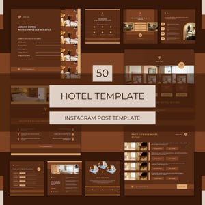50 Hotel Editable Canva Templates  | Hotel Instagram Post | Social Media Marketing Templates | Hotel Business Templates