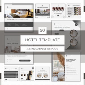 50 Hotel Editable Canva Templates  | Hotel Instagram Post | Social Media Marketing Templates | Hotel Business Templates