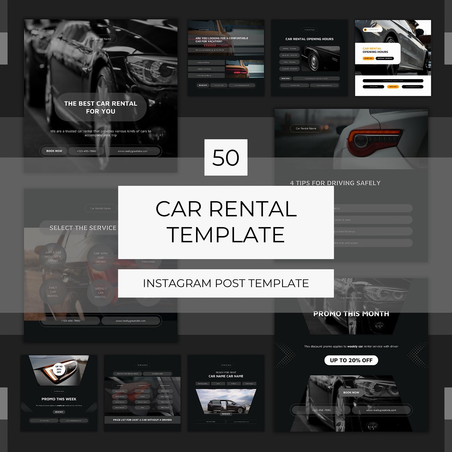 50 Car Rental Editable Canva Templates | Car Rental Instagram Post ...
